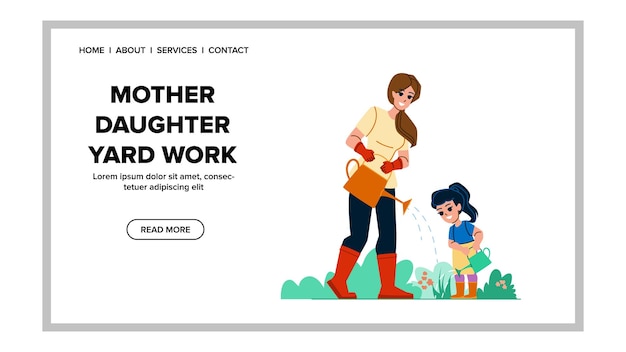 Mother daughter yard work vector