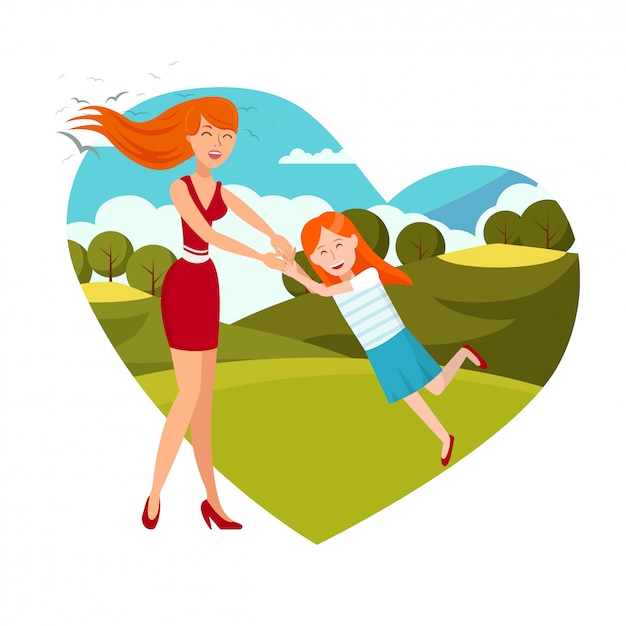 Mother Day Flat Illustration on White Background