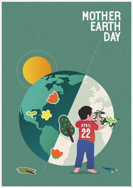 Mother Earth Day Background with Cute Design