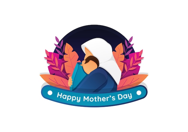 Mother family hug child illustration