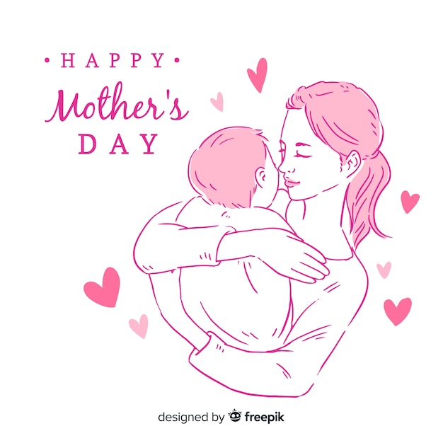 Mother holding baby mother's day background