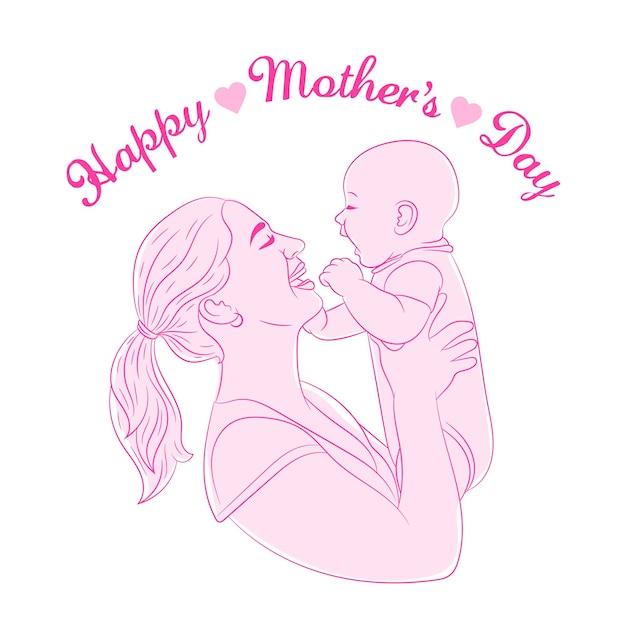 Mother Holding Baby Son In Arms Happy Mothers Day Greeting Card