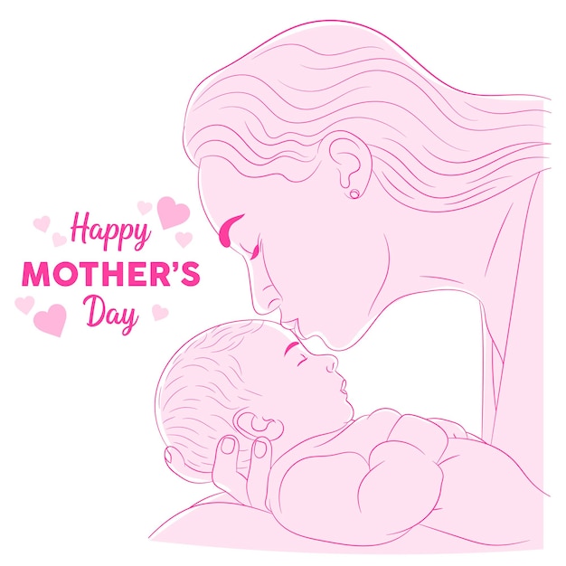 Mother Holding Baby Son In Arms Happy Mothers Day Greeting Card