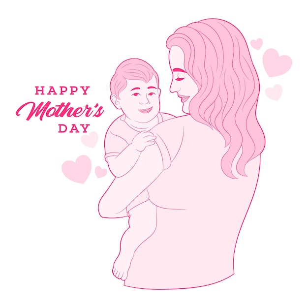 Mother Holding Baby Son In Arms Happy Mothers Day Greeting Card