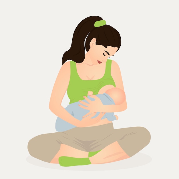 Mother is breastfeeding her baby