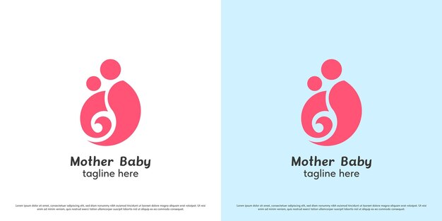 Vector mother kid logo design illustration people mother affection parents caring for children family care