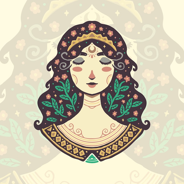 Mother of nature vintage style illustration