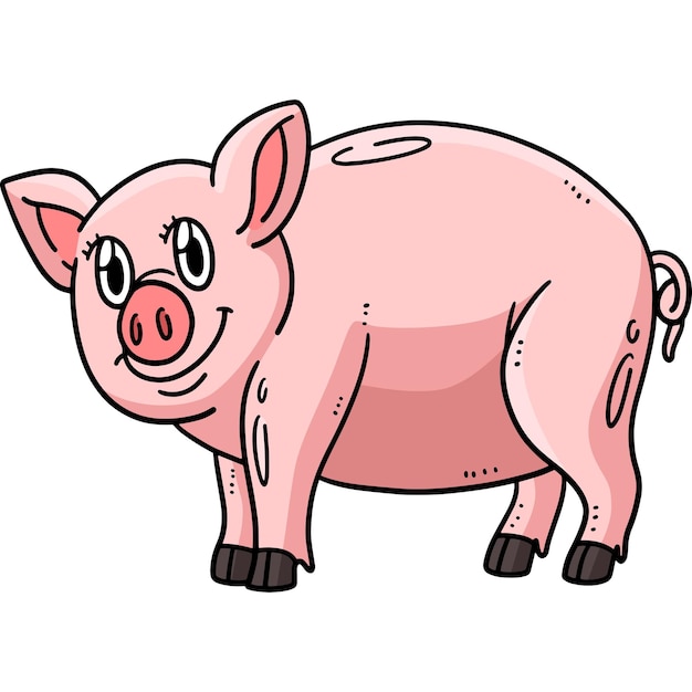 Mother Pig Cartoon Colored Clipart Illustration