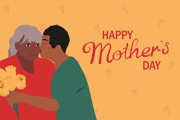 Mother's Day banner with adult son