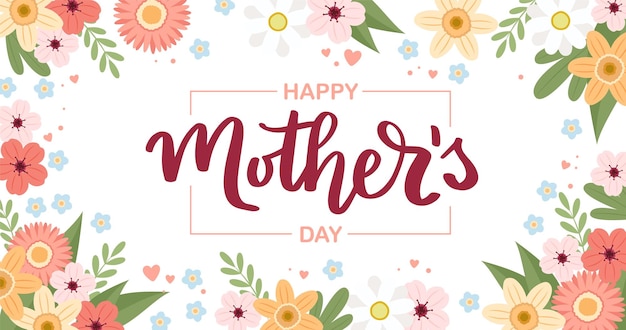 Mother s day banner with flowers greeting card template