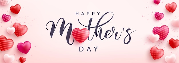 Mother's Day banner with sweet hearts