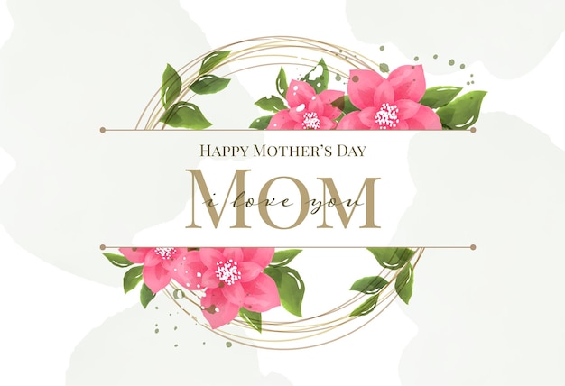 Mother's Day card in rustic style vector illustration Greenery watercolor floral template card