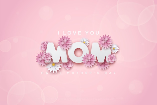 Mother's Day card with flower attached to the writing.