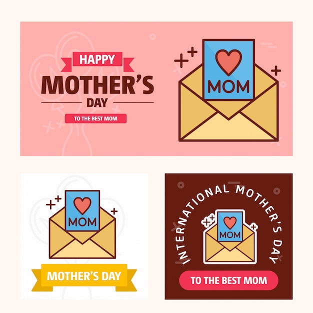 Mother's day card with message logo and pink theme vector