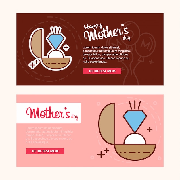 Mother's day card with ring logo and pink theme vector