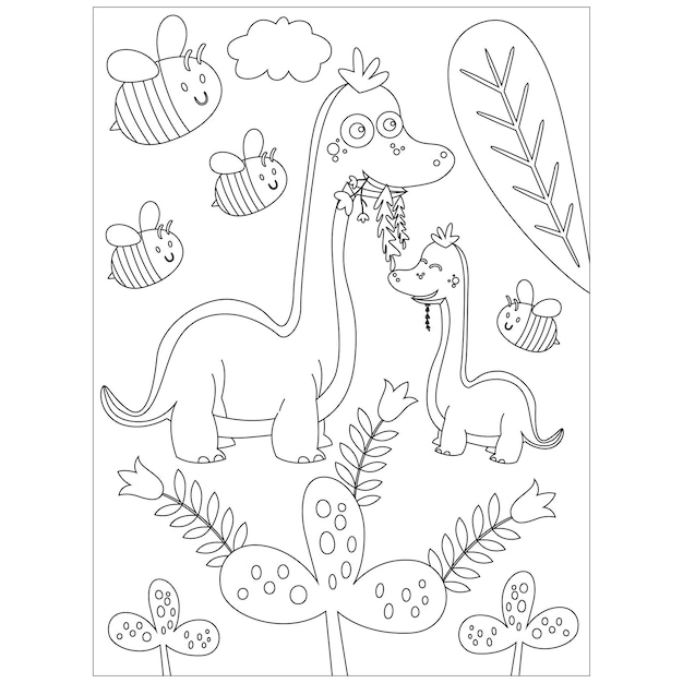 Mother's Day Cute Animal Coloring Pages For Kids Printable premium Vector