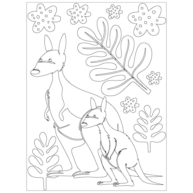 Mother's Day Cute Animal Coloring Pages For Kids Printable premium Vector