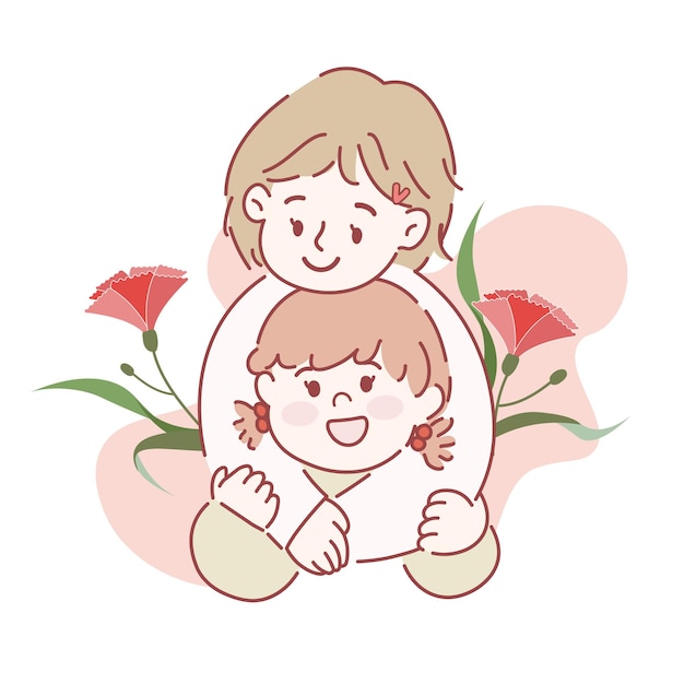 Mother's day design mother and cute little girl hugging each other vector illustration