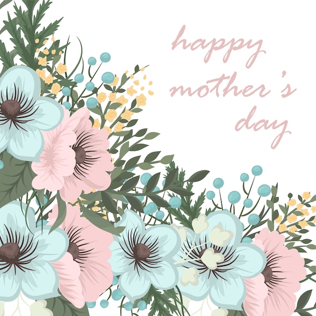 Mother's day greeting card with blossom flowers