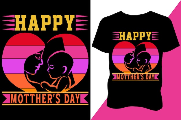 Mother's day hand drawn lettering Happy mother's day Print ready premium vector t shirt design