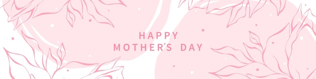 Mother's Day horizontal banner with flowers in pastel colors and text