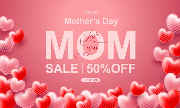 Mother's day illustration with heart in paper style Free Vector