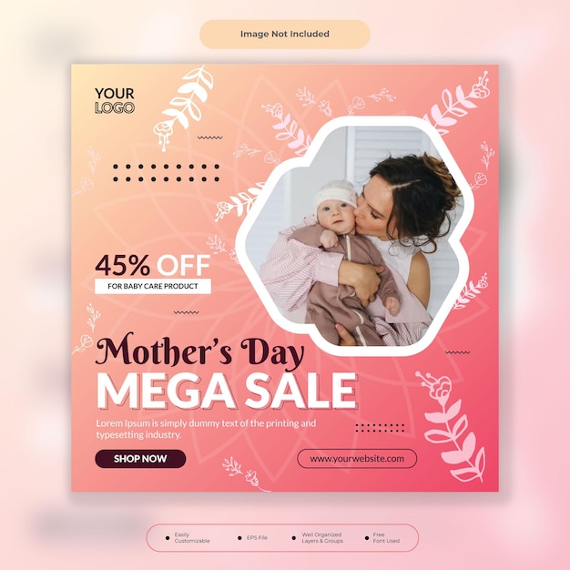 Mother's Day Mega Sale Social Media Post Banner Template