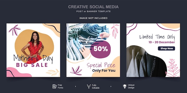 Mother's Day Sale social media post template A good template for online advertising template