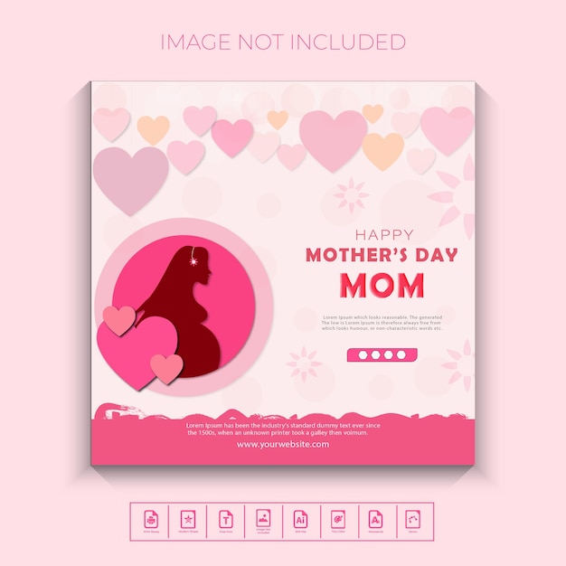 Mother's day social media poster unique and creative design template premium vector