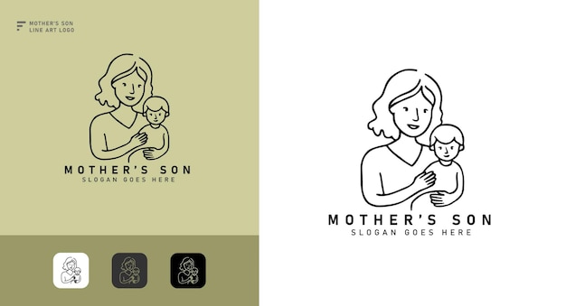 Vector mother and son logo