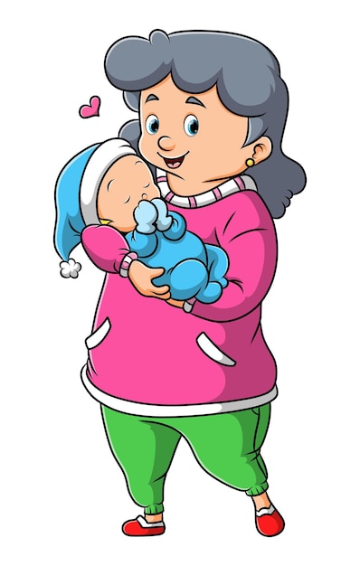 Vector the mother with the baby is celebrating the mother's day of illustration