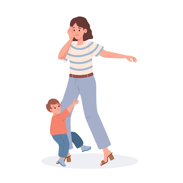 Mother with her son flat illustration isolated