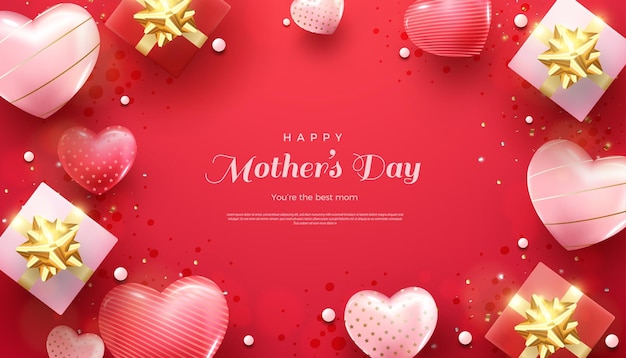 Mothers day background in beautiful red color with little light effect