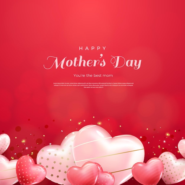 Mothers day background with shiny balloon decoration under the lettering