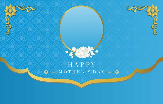 Vector mothers day blue invitation with jasmine for horizontal design