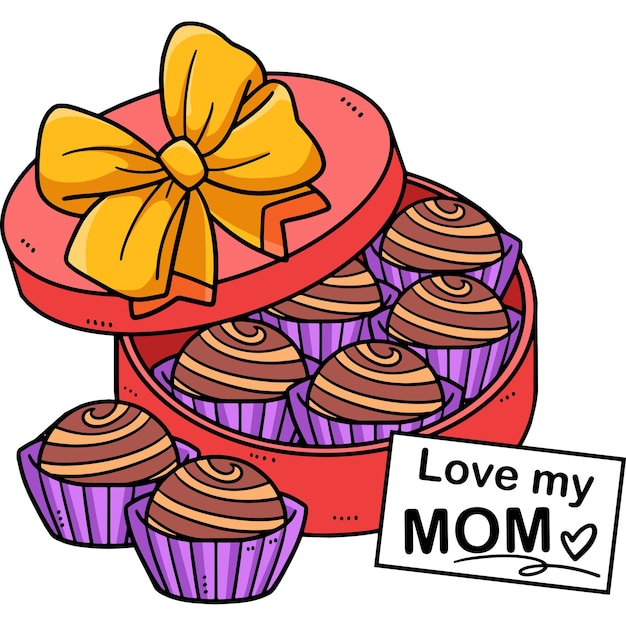 Mothers Day Box of Chocolates Cartoon Clipart