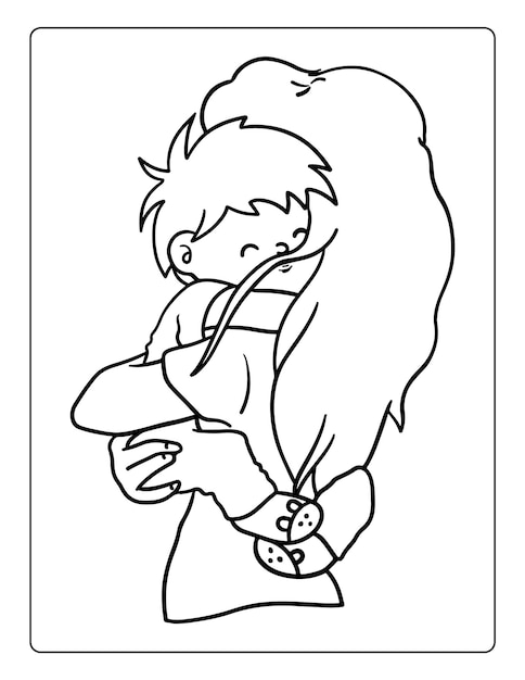 Mothers day coloring pages for children with cute mom son holiday black and white activity worksheet