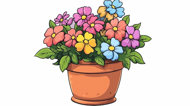 Mothers Day Flowers Coloring Page Cartoon Illustration