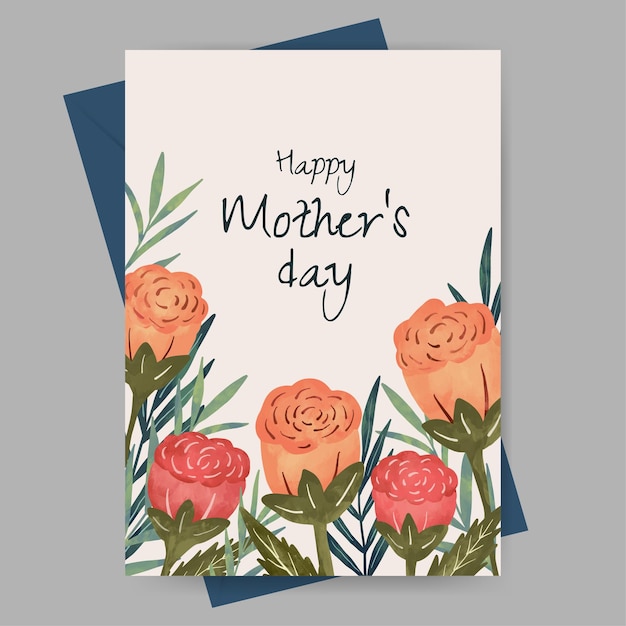 Vector mothers day greeting card with flower watercolor illustration