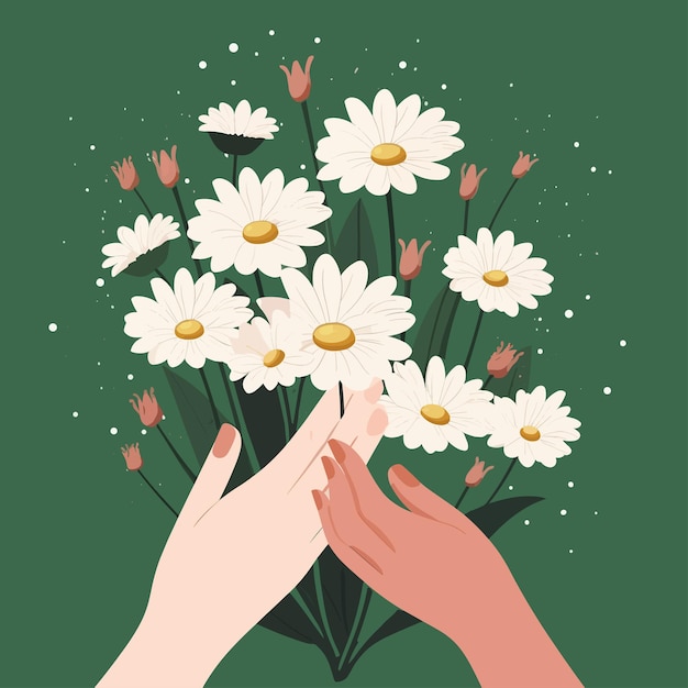 Vector mothers_day_minimal_vector_hands_daisy_flowers_2