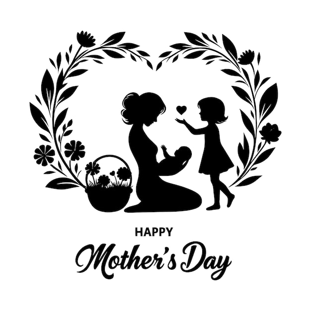 Mothers Day Silhouette vector clipart