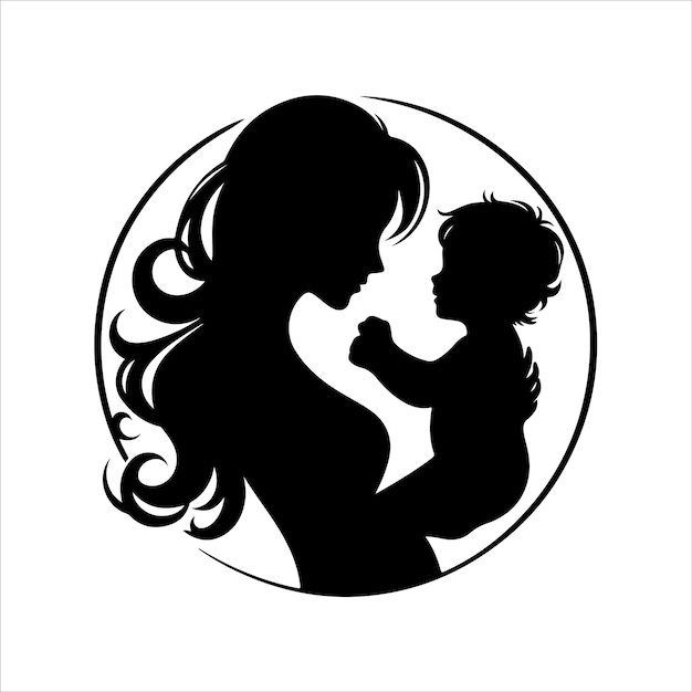 Mothers Day Silhouette vector mothers day for woman and child love card background