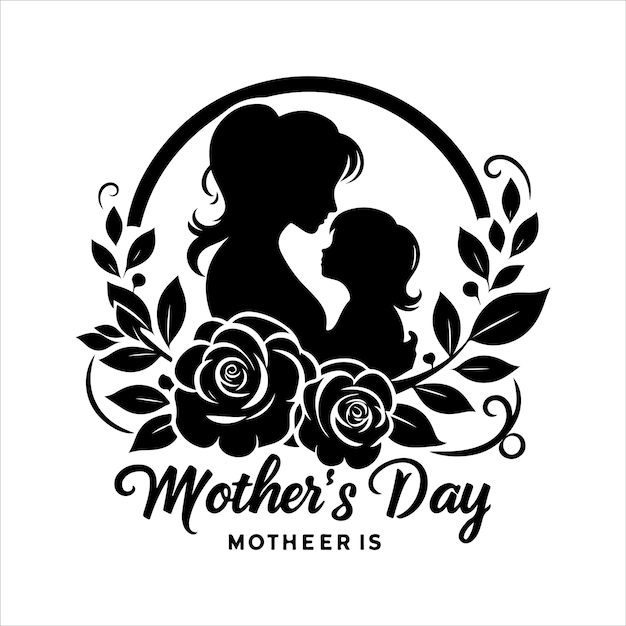 Mothers Day Silhouette vector mothers day for woman and child love card background