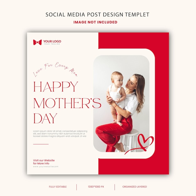 Mothers day special red banner or social media post design templet