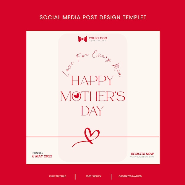 Mothers day special red banner or social media post design templet