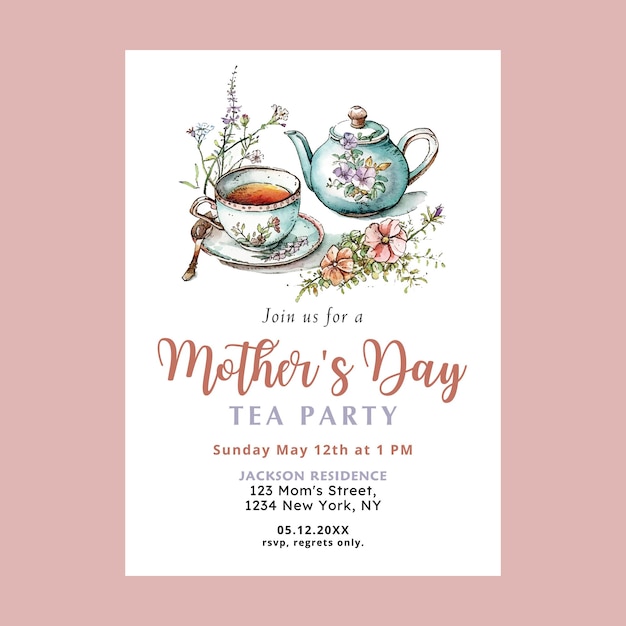 Vector mothers day tea party invitation