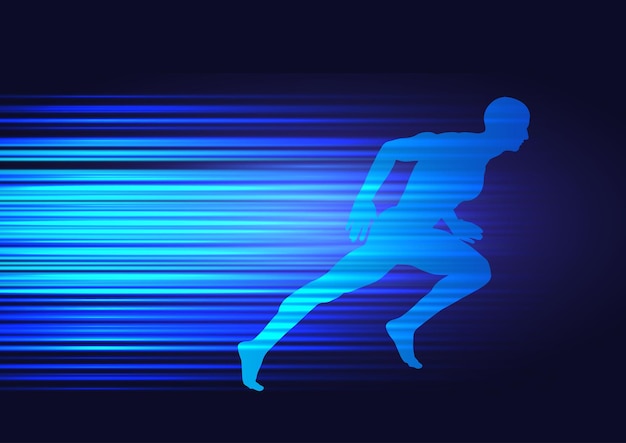 Motion background with silhouette of a male sprinting