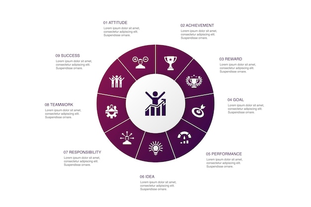 Motivation  Infographic 10 steps circle design.goal, performance, achievement, success simple icons