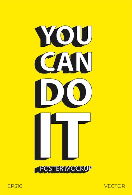 Motivation poster You can do it poster for typographic a4 flyer on trendy background color Banner design template Vector illustration