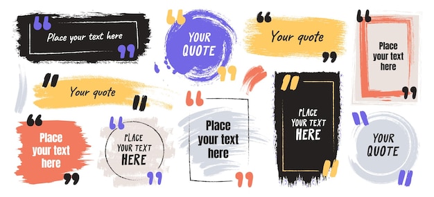 Vector motivation quote frames inspiration phrases speech boxes comment bubbles set in grunge brush style